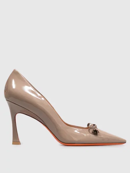 Шкіряні лаковані туфлі з бантом Santoni бежеві