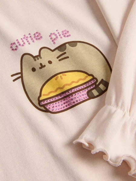 Reserved Футболка з аплікацією Pusheen пастельний рожевий