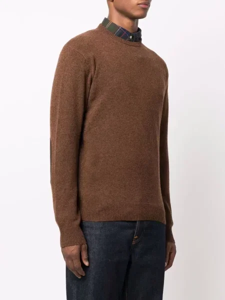 Pulover Barbour tricotate cu decolteu rotund maro