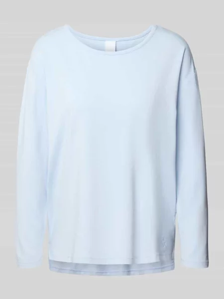 Bluzka z długim rękawem i prążkowanym okrągłym dekoltem model ‘Britt’ Ccdk Copenhagen niebieska