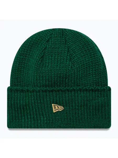 New Era Metal Pin Wide Cuff Knit Beanie зимна шапка тъмнозелена зелено