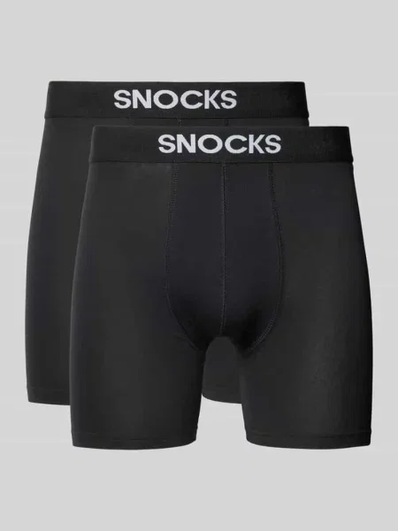 Bokserki z elastycznym pasem z logo Snocks czarne