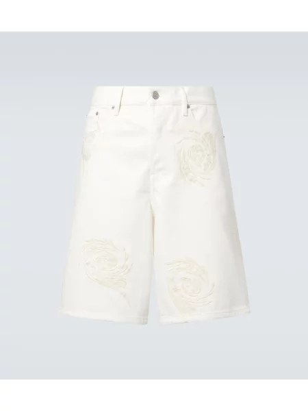 Bermude Dries Van Noten cu broderie alb