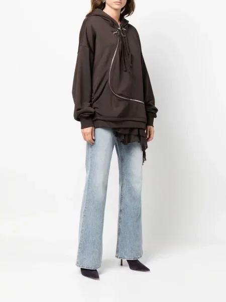 Ασύμμετρο hoodie Diesel καφέ