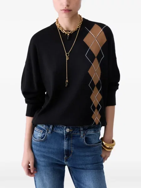 Pulover Liu Jo cu imprimeu geometric negru