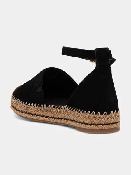 Tommy Hilfiger espadryle na platformie zamszowe TH PLATFORM ESPAD SUEDE STRAP czarne