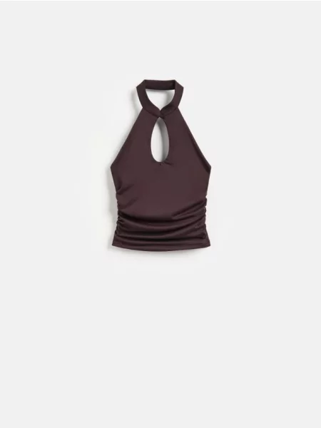 Reserved Top cu umeri decupați violet-închis violet