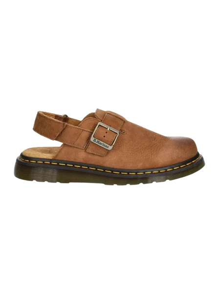 Klapki Dr. Martens skórzane brązowe
