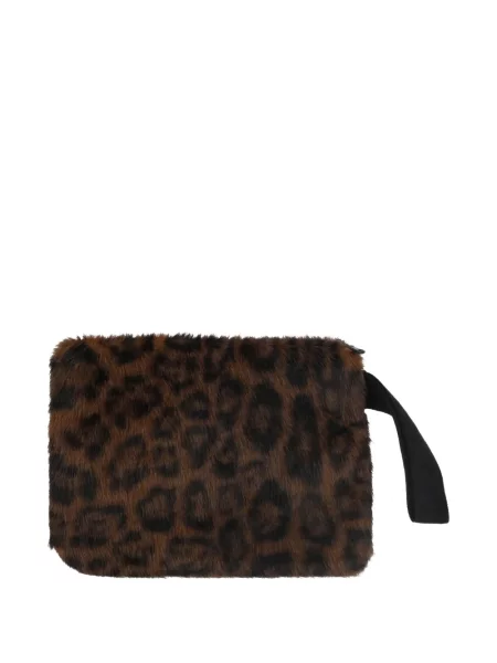 Geantă plic Mc2 Saint Barth cu imagine cu model leopard cu blană maro