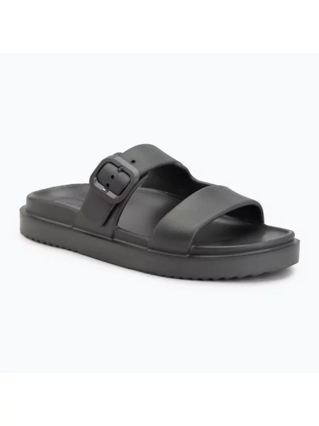 Шльопанці Tommy Hilfiger Double Strap Sandal Pearl dark grey pearlized сірі