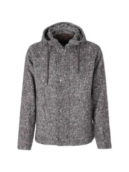 Geacă Herno cu glugă cu model herringbone gri