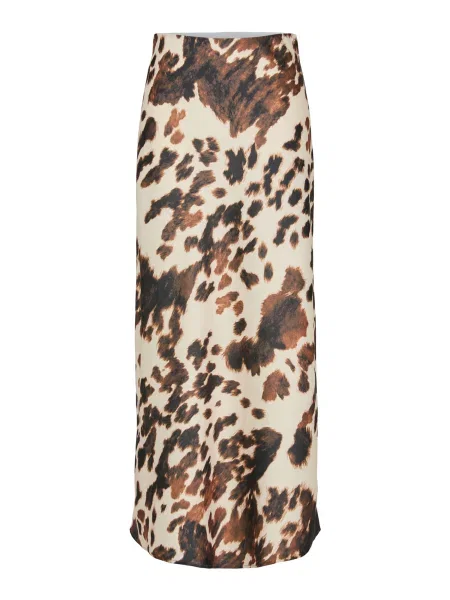 YAS Fustă YASPELLA crem / caramel / închis maro