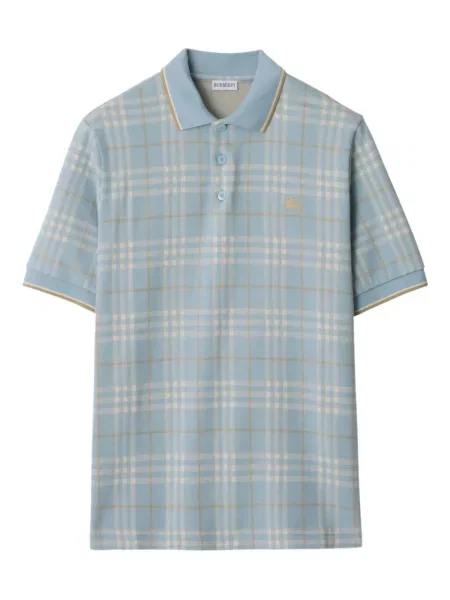 Tricou polo Burberry în carouri albastru