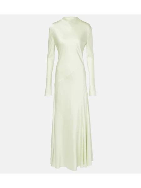 Svilena maksi obleka Tove zelena