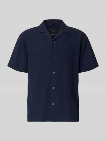 Koszula casual o kroju modern fit z kieszenią na piersi model BLASHAWN' Jack & Jones Premium granatowa