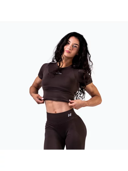Top de antrenament pentru femei NEBBIA Power dark brown maro