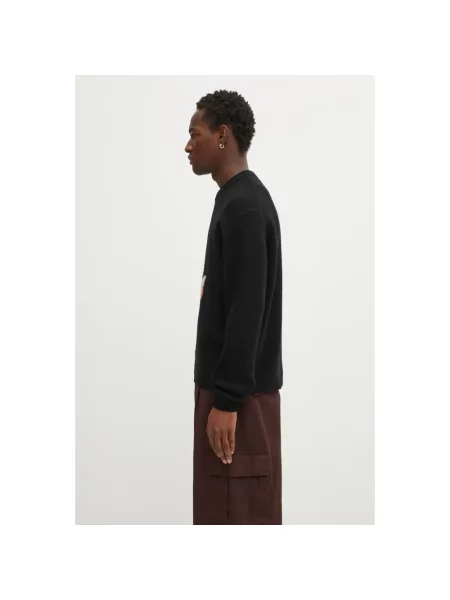 Maison Kitsuné sweter z dodatkiem wełny Dressed Fox Intarsia Wool czarny