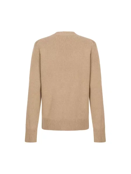Sweter Burberry z kaszmiru z logo beżowy