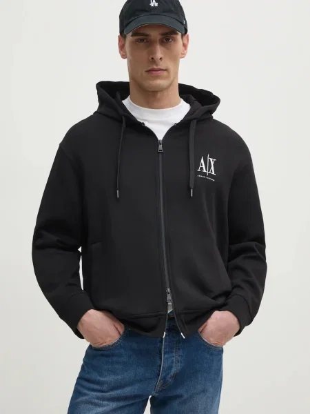 Armani Exchange hanorac cu și glugă pentru bărbați cu negru