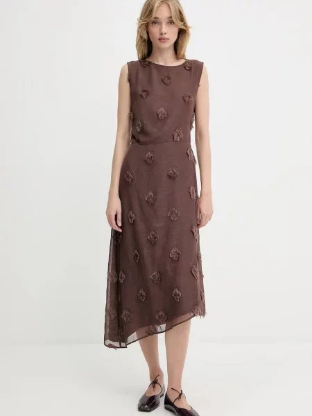 Samsoe Samsoe rochie SAPORTOFINO maxi evazați maro