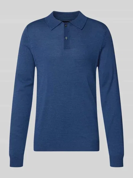 Koszulka polo o kroju regular fit z mieszanki wełny Christian Berg Men niebieska