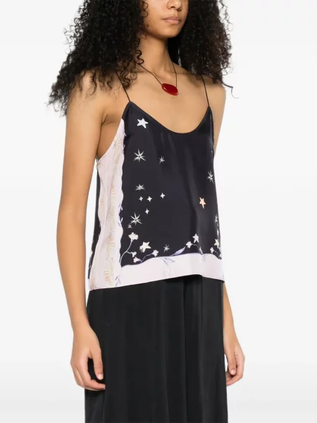 Top Forte Forte z nadrukiem na ramiączkach czarny