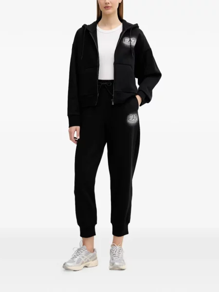 Τρέξιμο παντελόνι Ea7 Emporio Armani με σχέδιο μαύρο