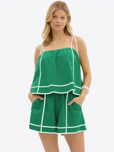 Imily Bela Costum cu pantaloni verde iarbă alb