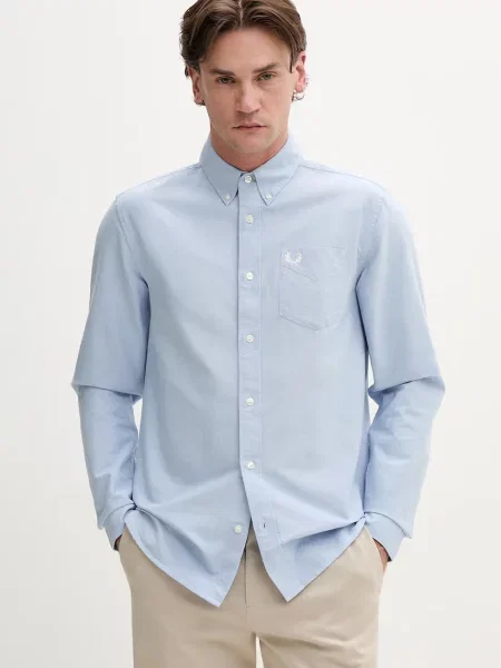 Cămașă FRED PERRY Oxford Shirt Light Smoke M albastru