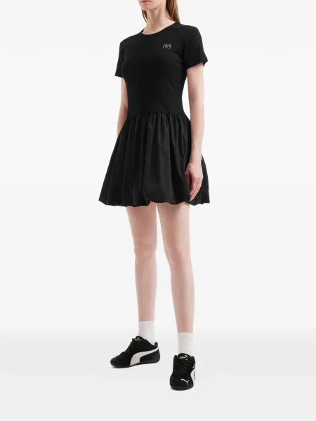 Mini rochie mini Mini Cream plisată de costum negru