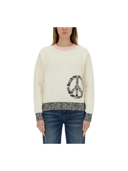 Sweter Moschino z nadrukiem beżowy