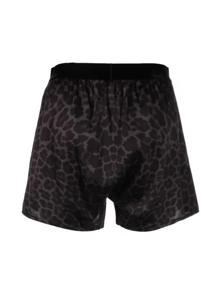 Šilkinės raštuotos bokseriai Tom Ford leopardinės juoda