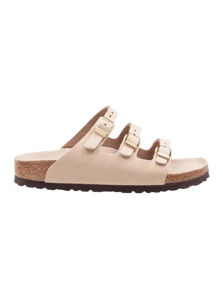 Birkenstock klapki nubukowe Florida HEX beżowy