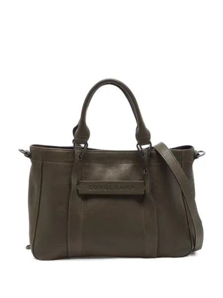 Geantă shopper Longchamp din piele verde