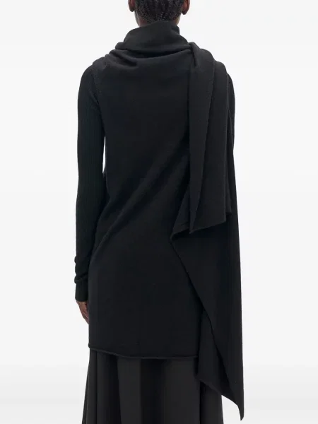 Top Ann Demeulemeester de lână drapat negru