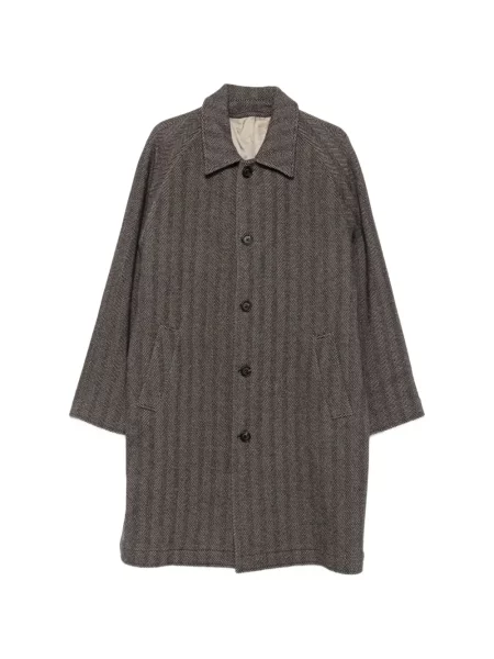 Palton Eleventy din cașmir cu model herringbone maro