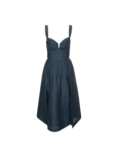 Sukienka midi Zimmermann drapowana do kolan garniturowa niebieska