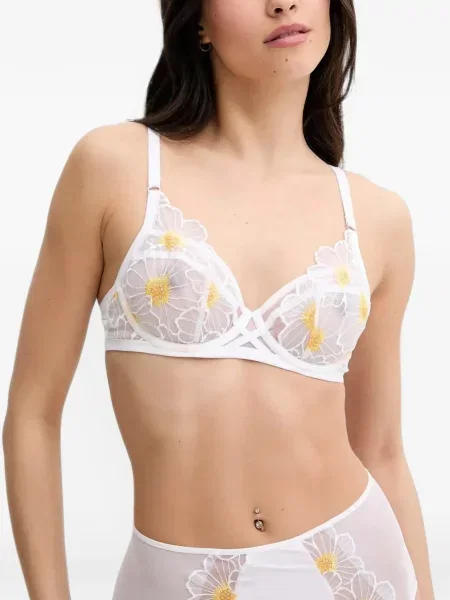 Sutien Chantelle cu model floral plasă alb