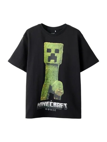 NAME IT Tricou NKMNORAN MINECRAFT gri / verde / negru alb