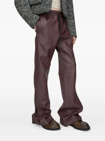 Pantaloni Acne Studios din piele roșu