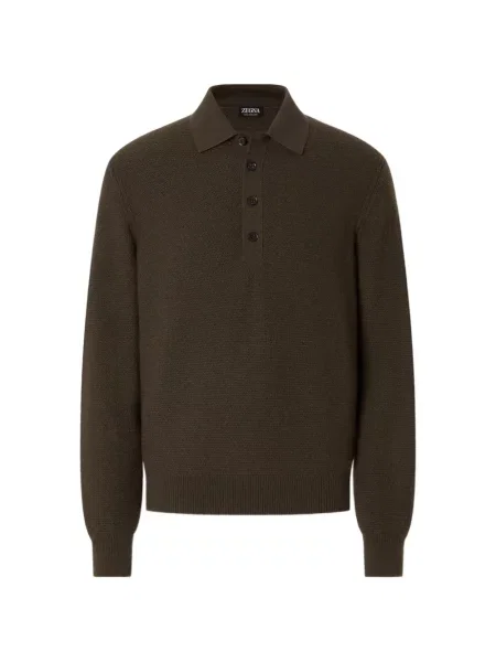Tricou polo Zegna din cașmir verde