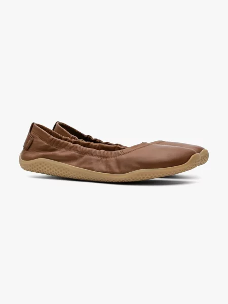 Vivobarefoot Usnjene balerinke ASANA YIN rjava
