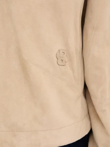 Замшевая демисезонная куртка Boss бежевая