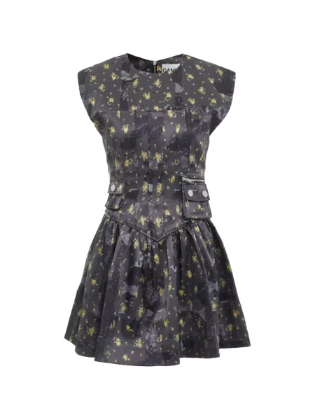 Rochie Ganni cu model floral cu imagine gri