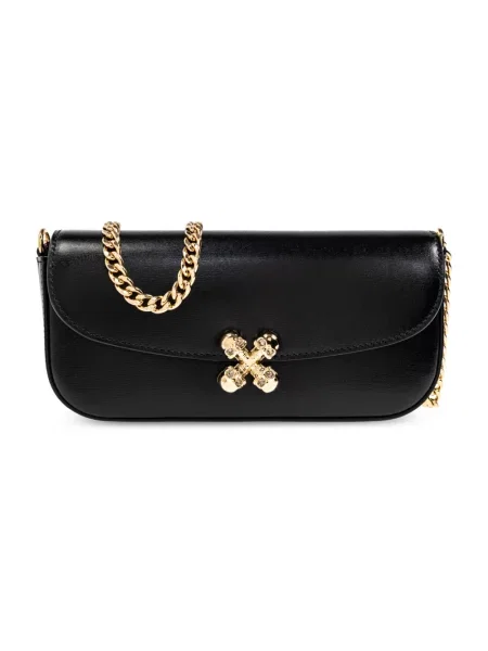 Torebka Alexander Mcqueen skórzana w kwiatki czarna