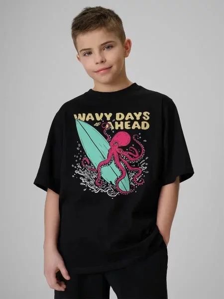T-shirt chłopięcy 4F czarna