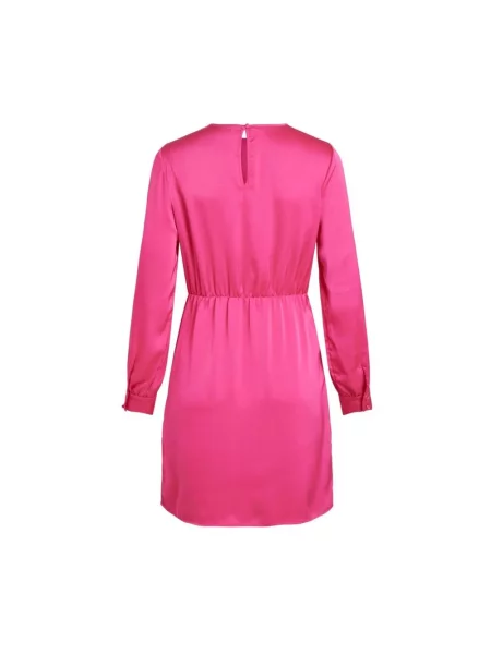 Mała mały sukienka mini Vila z długim rękawem różowa