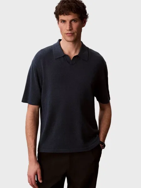 Лляне поло Calvin Klein синє