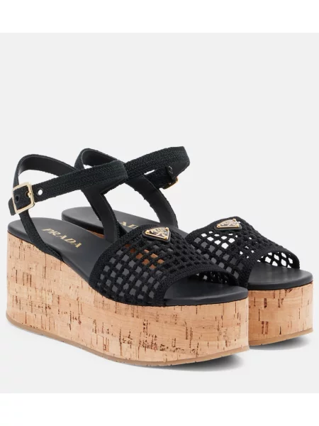 Sandale Prada cu pană negru