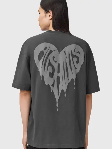 Тениска AllSaints TRIP с принт сиво